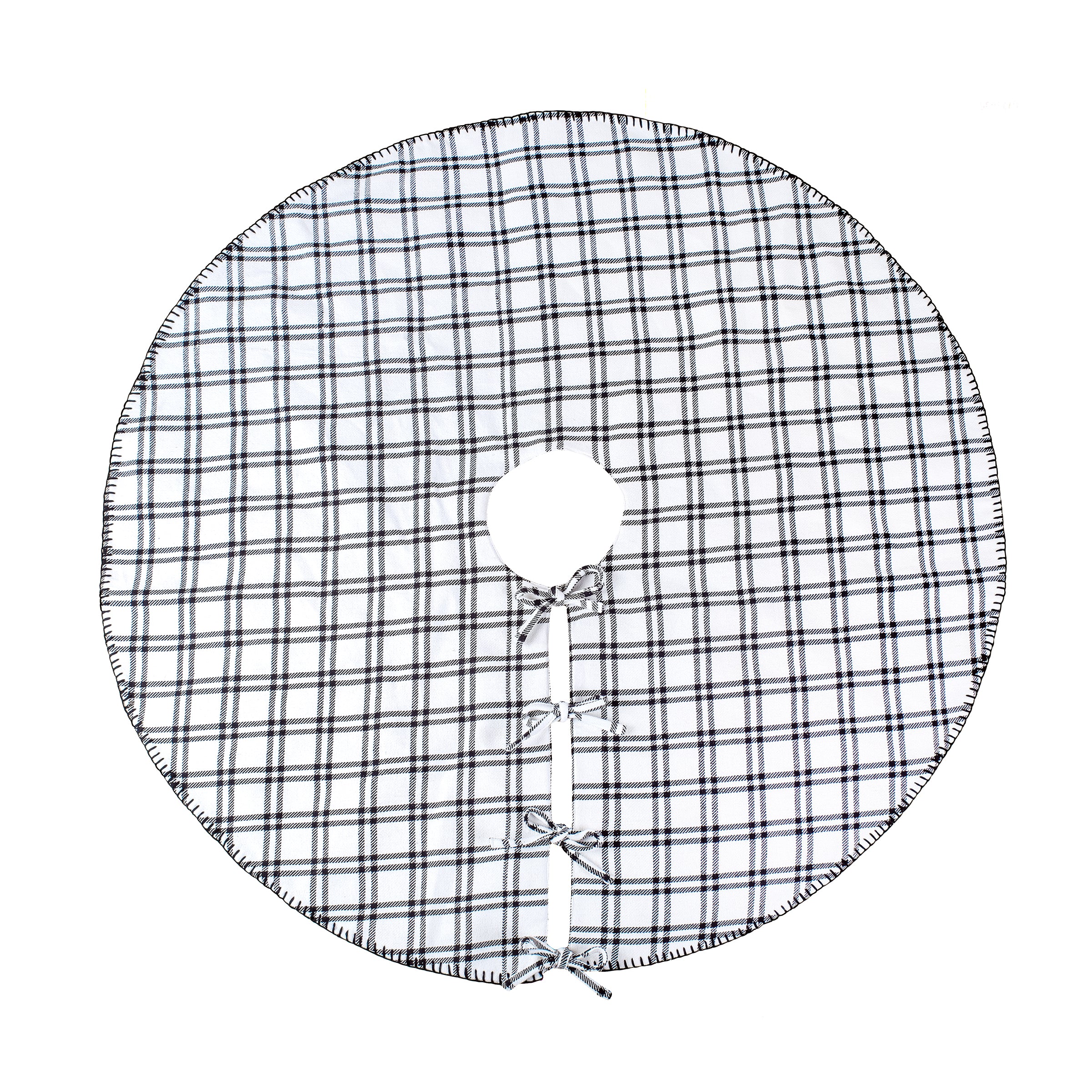 48 in. HGTV Home Collection Black White Ric Rac Border Tree Skirt